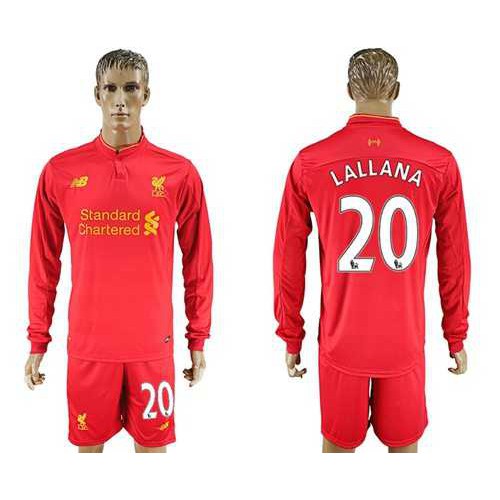 Liverpool #20 Lallana Home Long Sleeves Soccer Club Jersey Liverpool #20 Lallana Home Long Sleeves Soccer Club Jersey