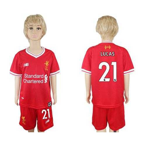 Liverpool #21 Lucas Red Home Kid Soccer Club Jersey Liverpool #21 Lucas Red Home Kid Soccer Club Jersey