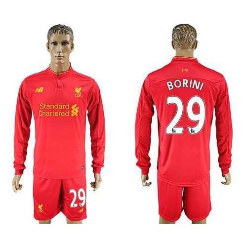 Liverpool #29 Borini Home Long Sleeves Soccer Club Jersey Liverpool #29 Borini Home Long Sleeves Soccer Club Jersey
