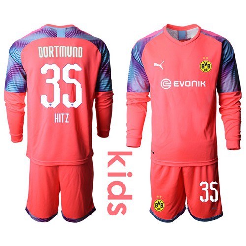 Dortmund #35 Hitz Pink Goalkeeper Long Sleeves Kid Soccer Club Jersey Dortmund #35 Hitz Pink Goalkeeper Long Sleeves Kid Soccer Club Jersey