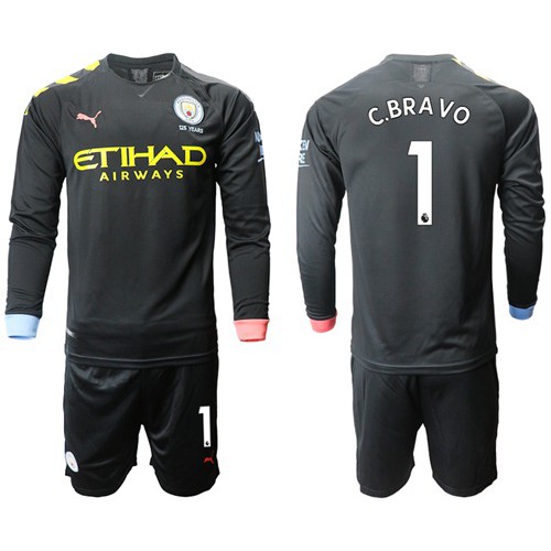 Manchester City #1 C.Bravo Away Long Sleeves Soccer Club Jersey Manchester City #1 C.Bravo Away Long Sleeves Soccer Club Jersey