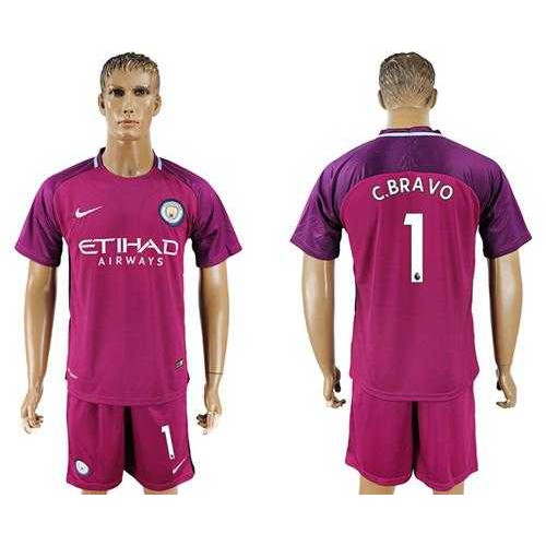 Manchester City #1 C.Bravo Away Soccer Club Jersey Manchester City #1 C.Bravo Away Soccer Club Jersey