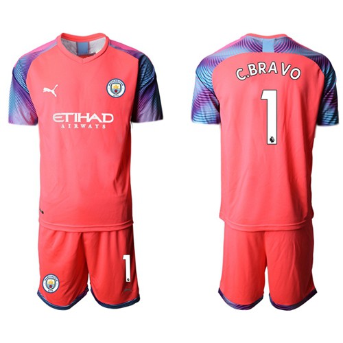 Manchester City #1 C.Bravo Pink Goalkeeper Soccer Club Jersey Manchester City #1 C.Bravo Pink Goalkeeper Soccer Club Jersey