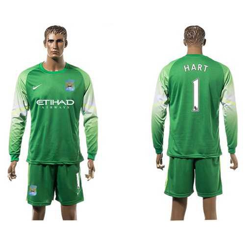 Manchester City #1 Hart Green Goalkeeper Long Sleeves Soccer Club Jersey Manchester City #1 Hart Green Goalkeeper Long Sleeves Soccer Club Jersey