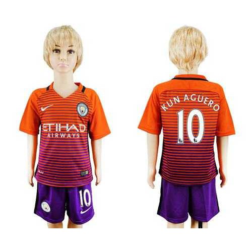 Manchester City #10 Kun Aguero Sec Away Kid Soccer Club Jersey Manchester City #10 Kun Aguero Sec Away Kid Soccer Club Jersey