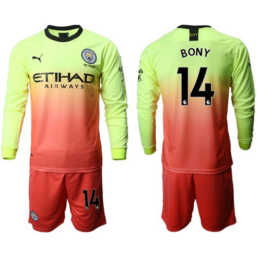 Manchester City #14 Bony Third Long Sleeves Soccer Club Jersey Manchester City #14 Bony Third Long Sleeves Soccer Club Jersey