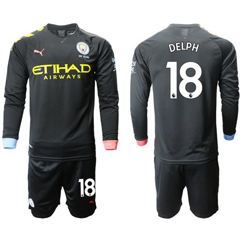 Manchester City #18 Delph Away Long Sleeves Soccer Club Jersey Manchester City #18 Delph Away Long Sleeves Soccer Club Jersey