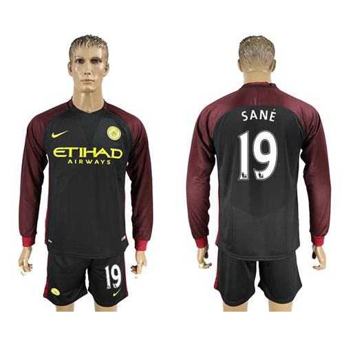 Manchester City #19 Sane Away Long Sleeves Soccer Club Jersey Manchester City #19 Sane Away Long Sleeves Soccer Club Jersey