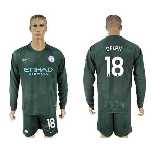 Manchester City #18 Delph Sec Away Long Sleeves Soccer Club Jersey Manchester City #18 Delph Sec Away Long Sleeves Soccer Club Jersey