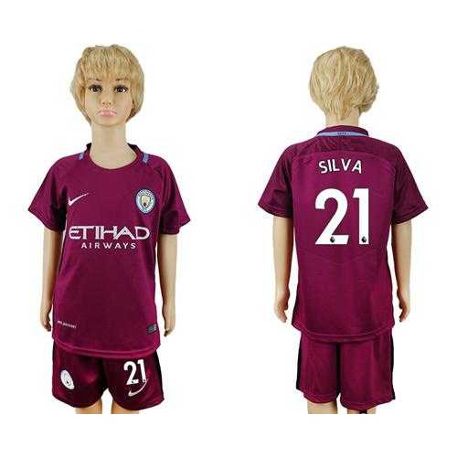 Manchester City #21 Silva Away Kid Soccer Club Jersey Manchester City #21 Silva Away Kid Soccer Club Jersey
