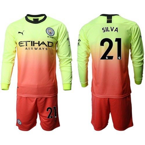 Manchester City #21 Silva Third Long Sleeves Soccer Club Jersey Manchester City #21 Silva Third Long Sleeves Soccer Club Jersey