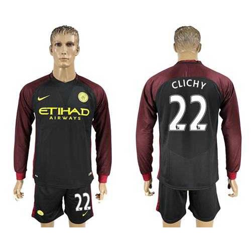 Manchester City #22 Clichy Away Long Sleeves Soccer Club Jersey Manchester City #22 Clichy Away Long Sleeves Soccer Club Jersey