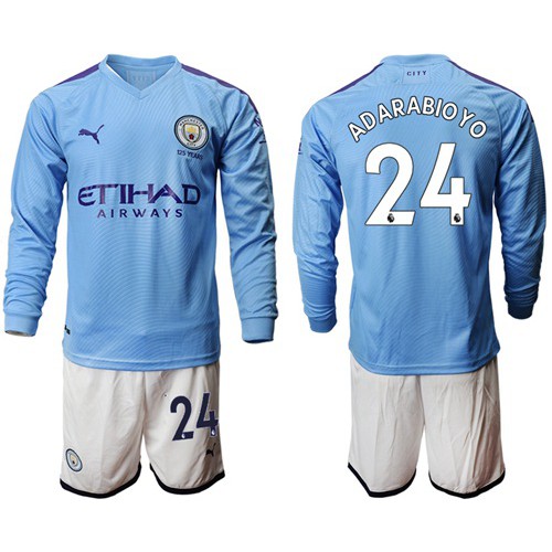 Manchester City #24 Adarabioyo Home Long Sleeves Soccer Club Jersey Manchester City #24 Adarabioyo Home Long Sleeves Soccer Club Jersey