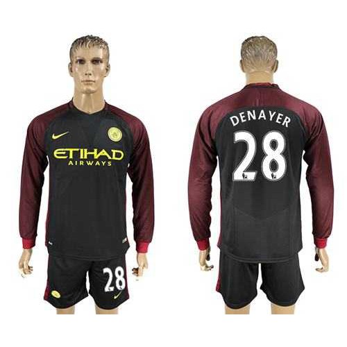 Manchester City #28 Denayer Away Long Sleeves Soccer Club Jersey Manchester City #28 Denayer Away Long Sleeves Soccer Club Jersey