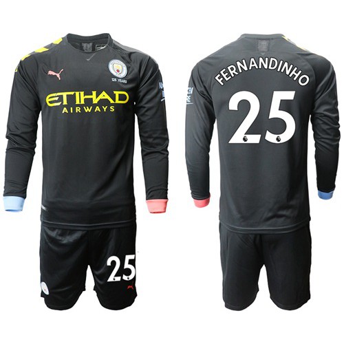 Manchester City #25 Fernandinho Away Long Sleeves Soccer Club Jersey Manchester City #25 Fernandinho Away Long Sleeves Soccer Club Jersey