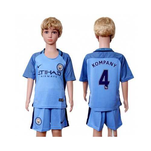 Manchester City #4 Kompany Home Kid Soccer Club Jersey Manchester City #4 Kompany Home Kid Soccer Club Jersey