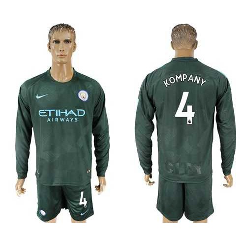 Manchester City #4 Kompany Sec Away Long Sleeves Soccer Club Jersey Manchester City #4 Kompany Sec Away Long Sleeves Soccer Club Jersey