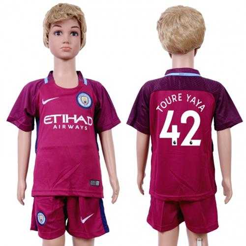 Manchester City #42 Toure YAYA Away Kid Soccer Club Jersey Manchester City #42 Toure YAYA Away Kid Soccer Club Jersey