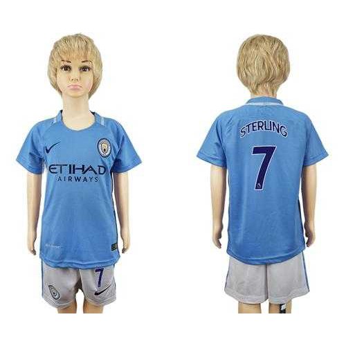 Manchester City #7 Sterling Home Kid Soccer Club Jersey Manchester City #7 Sterling Home Kid Soccer Club Jersey