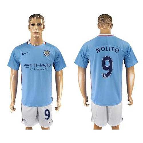 Manchester City #9 Nolito Home Soccer Club Jersey Manchester City #9 Nolito Home Soccer Club Jersey