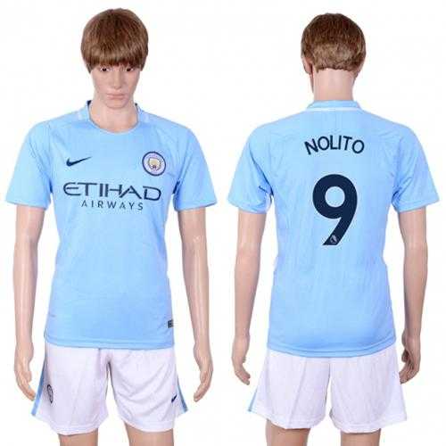 Manchester City #9 Nolito Home Soccer Club Jersey Manchester City #9 Nolito Home Soccer Club Jersey