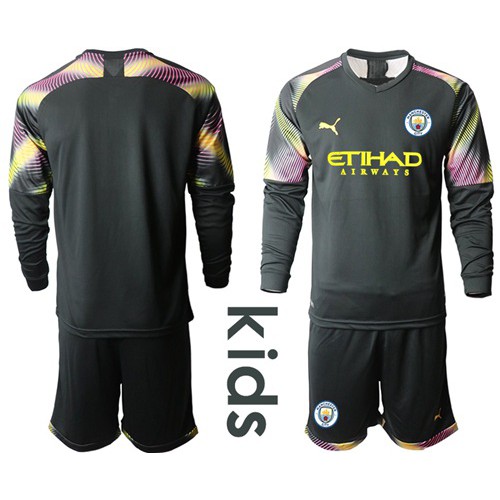 Manchester City Blank Black Goalkeeper Long Sleeves Kid Soccer Club Jersey Manchester City Blank Black Goalkeeper Long Sleeves Kid Soccer Club Jersey