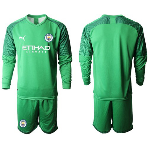 Manchester City Blank Green Goalkeeper Long Sleeves Soccer Club Jersey Manchester City Blank Green Goalkeeper Long Sleeves Soccer Club Jersey