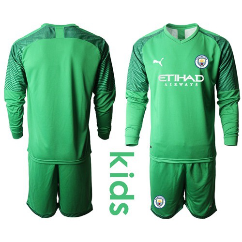 Manchester City Blank Green Goalkeeper Long Sleeves Kid Soccer Club Jersey Manchester City Blank Green Goalkeeper Long Sleeves Kid Soccer Club Jersey