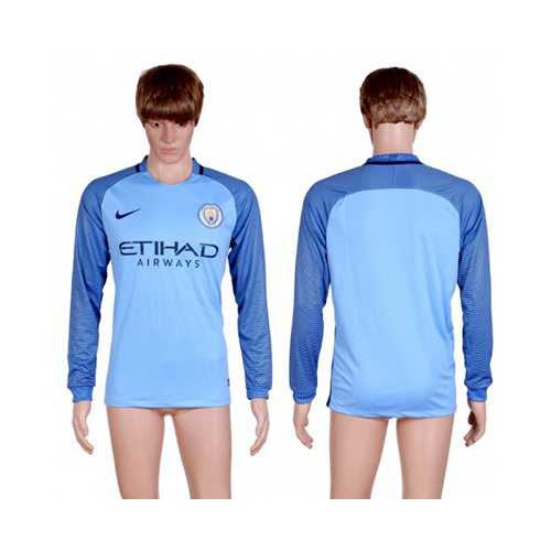Manchester City Blank Home Long Sleeves Soccer Club Jersey Manchester City Blank Home Long Sleeves Soccer Club Jersey