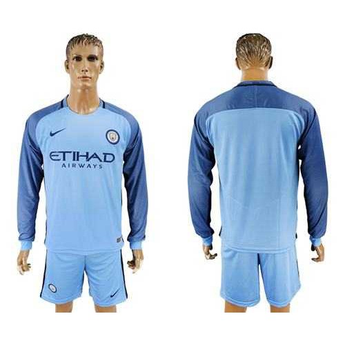 Manchester City Blank Home Long Sleeves Soccer Club Jersey Manchester City Blank Home Long Sleeves Soccer Club Jersey