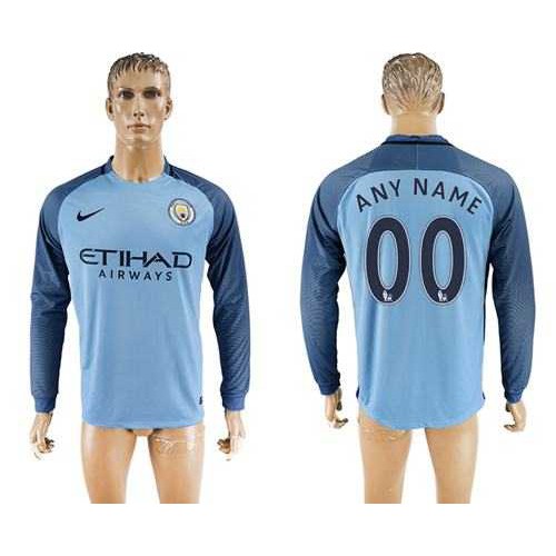 Manchester City Personalized Home Long Sleeves Soccer Club Jersey Manchester City Personalized Home Long Sleeves Soccer Club Jersey