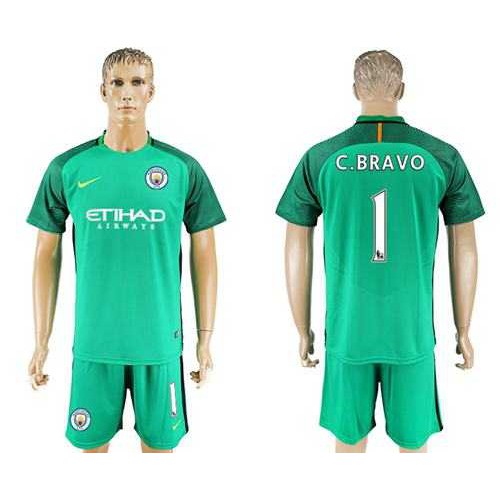 Manchester United #1 C.Bravo Green Goalkeeper Soccer Club Jersey Manchester United #1 C.Bravo Green Goalkeeper Soccer Club Jersey
