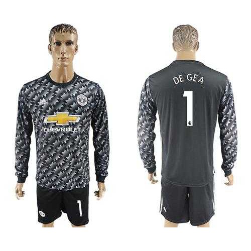 Manchester United #1 De Gea Black Long Sleeves Soccer Club Jersey Manchester United #1 De Gea Black Long Sleeves Soccer Club Jersey