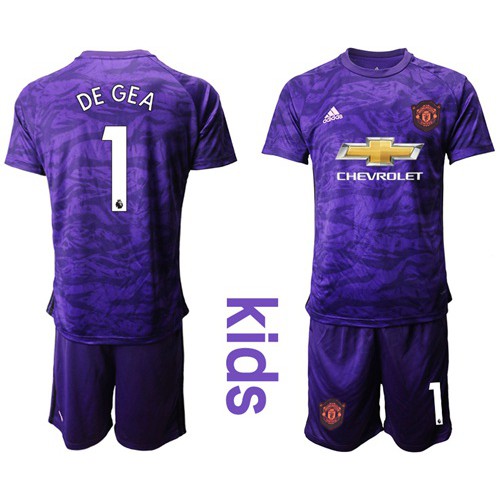 Manchester United #1 De Gea Purple Goalkeeper Kid Soccer Club Jersey Manchester United #1 De Gea Purple Goalkeeper Kid Soccer Club Jersey