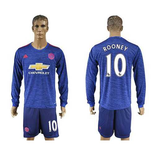 Manchester United #10 Rooney Away Long Sleeves Soccer Club Jersey Manchester United #10 Rooney Away Long Sleeves Soccer Club Jersey