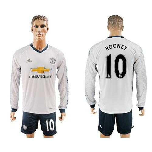 Manchester United #10 Rooney Sec Away Long Sleeves Soccer Club Jersey Manchester United #10 Rooney Sec Away Long Sleeves Soccer Club Jersey
