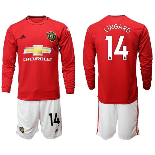 Manchester United #14 Lingard Red Home Long Sleeves Soccer Club Jersey Manchester United #14 Lingard Red Home Long Sleeves Soccer Club Jersey