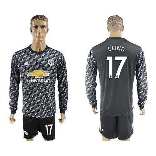 Manchester United #17 Blind Black Long Sleeves Soccer Club Jersey Manchester United #17 Blind Black Long Sleeves Soccer Club Jersey