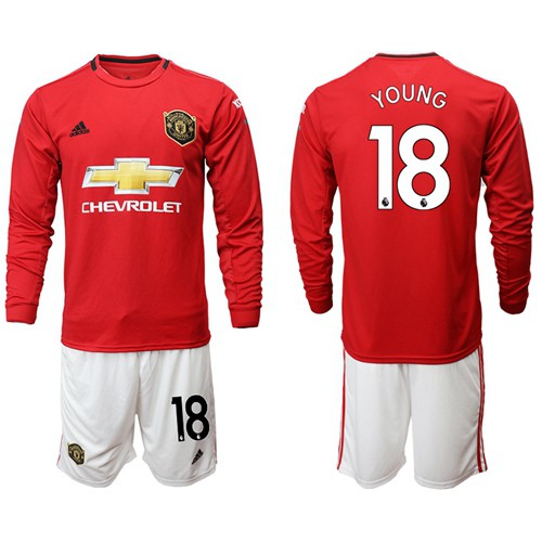 Manchester United #18 Young Red Home Long Sleeves Soccer Club Jersey Manchester United #18 Young Red Home Long Sleeves Soccer Club Jersey