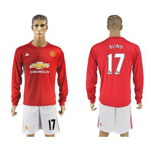 Manchester United #17 Blind Red Home Long Sleeves Soccer Club Jersey Manchester United #17 Blind Red Home Long Sleeves Soccer Club Jersey