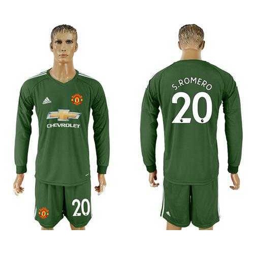 Manchester United #20 S.Romero Green Goalkeeper Long Sleeves Soccer Club Jersey Manchester United #20 S.Romero Green Goalkeeper Long Sleeves Soccer Club Jersey