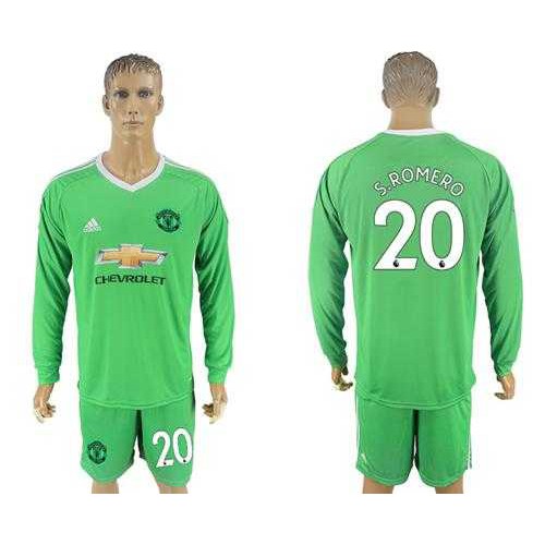 Manchester United #20 S.Romero Green Goalkeeper Long Sleeves Soccer Club Jersey Manchester United #20 S.Romero Green Goalkeeper Long Sleeves Soccer Club Jersey
