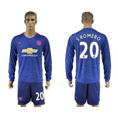 Manchester United #20 Sromero Away Long Sleeves Soccer Club Jersey Manchester United #20 Sromero Away Long Sleeves Soccer Club Jersey