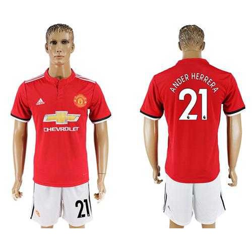 Manchester United #21 Ander Herrera Red Home Soccer Club Jersey Manchester United #21 Ander Herrera Red Home Soccer Club Jersey