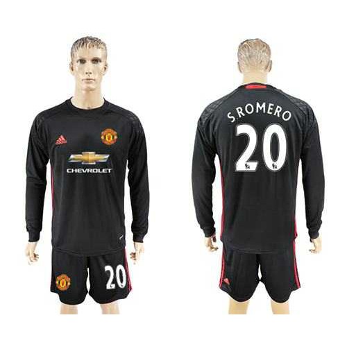 Manchester United #20 Sromero Black Goalkeeper Long Sleeves Soccer Club Jersey Manchester United #20 Sromero Black Goalkeeper Long Sleeves Soccer Club Jersey