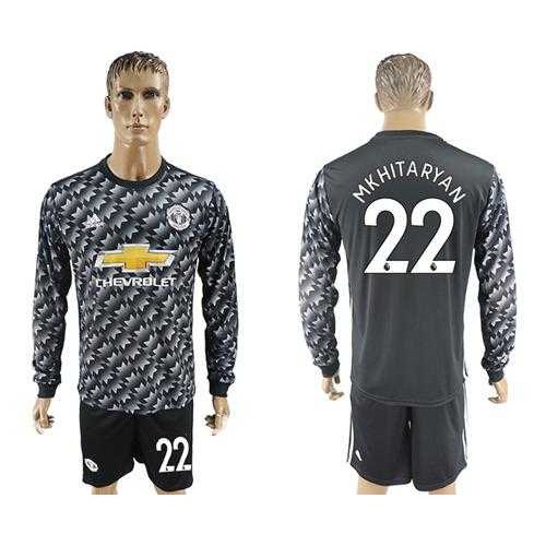 Manchester United #22 Mkhitaryan Black Long Sleeves Soccer Club Jersey Manchester United #22 Mkhitaryan Black Long Sleeves Soccer Club Jersey