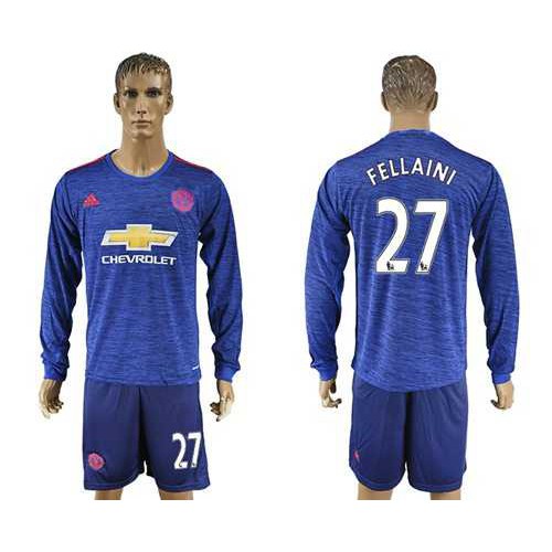 Manchester United #27 Fellaini Away Long Sleeves Soccer Club Jersey Manchester United #27 Fellaini Away Long Sleeves Soccer Club Jersey