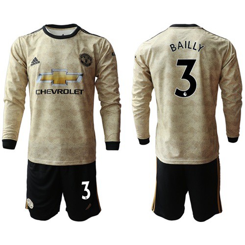 Manchester United #3 Bailly Away Long Sleeves Soccer Club Jersey Manchester United #3 Bailly Away Long Sleeves Soccer Club Jersey