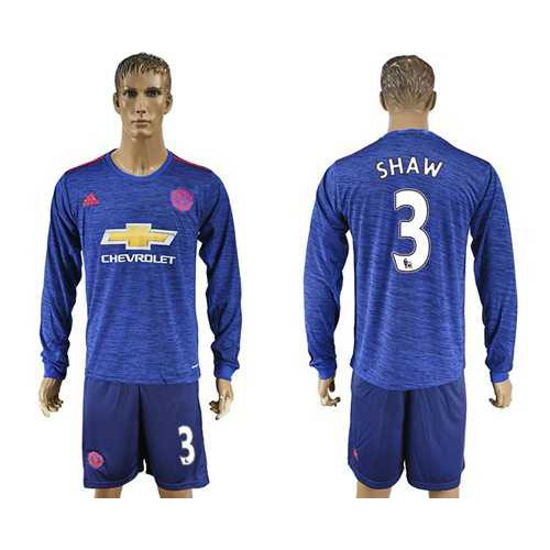 Manchester United #3 Shaw Away Long Sleeves Soccer Club Jersey Manchester United #3 Shaw Away Long Sleeves Soccer Club Jersey