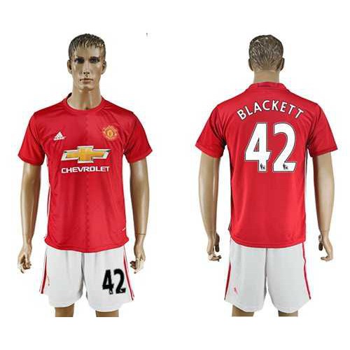 Manchester United #42 Blackett Red Home Soccer Club Jersey Manchester United #42 Blackett Red Home Soccer Club Jersey